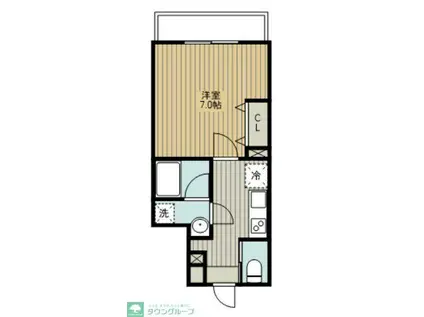 ふじみ野市福岡武蔵野(1K/2階)の間取り写真