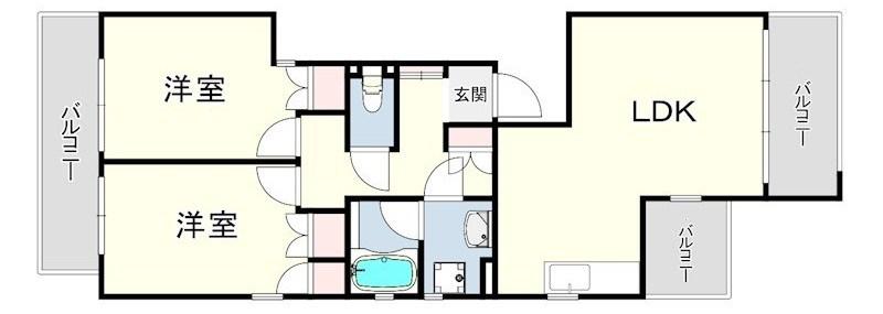 御影大蔵マンション(2LDK/3階)の間取り写真