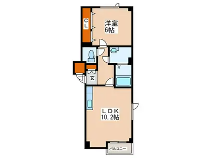 ライトハウス(1LDK/1階)の間取り写真