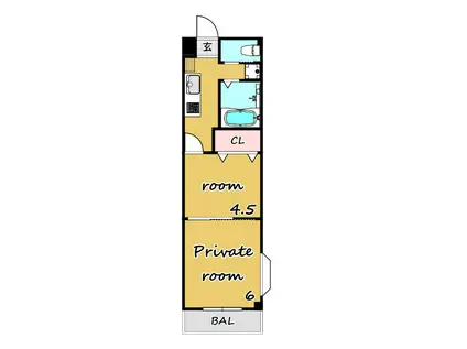 パークヒル(1DK/1階)の間取り写真