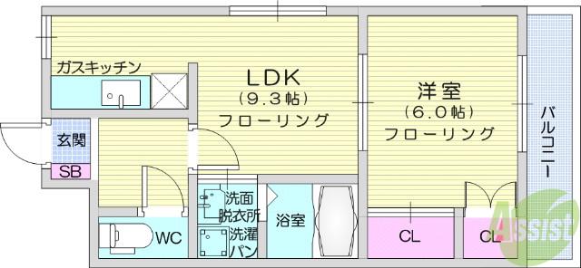 サニープレイスⅢ(1LDK/1階)の間取り写真
