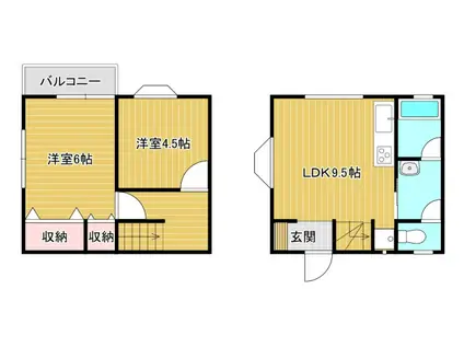 メゾーネ別所(2LDK/1階)の間取り写真
