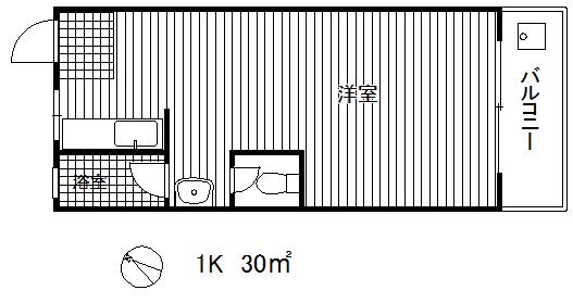 マンションカザミドリ(1K/2階)の間取り写真