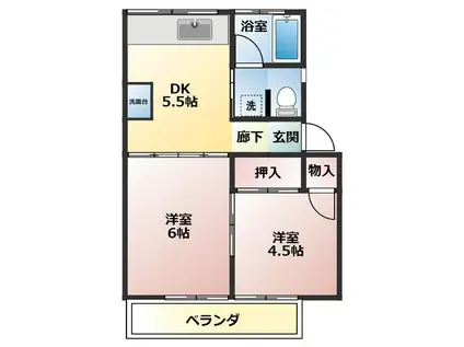 コーポ騎西I(2DK/1階)の間取り写真