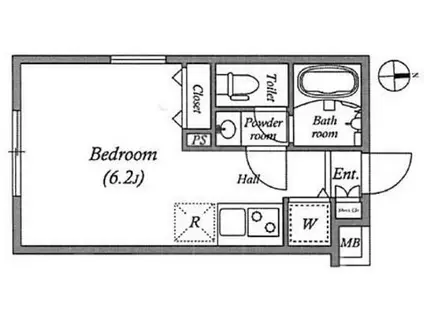 LEGALAND都立大学ANNEX(ワンルーム/2階)の間取り写真