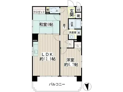 パークサイド青木(2LDK/7階)の間取り写真