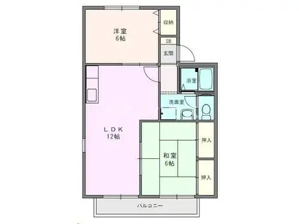 エスポワールIII(2LDK/2階)の間取り写真