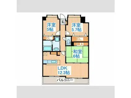 メゾン霊屋(3LDK/1階)の間取り写真