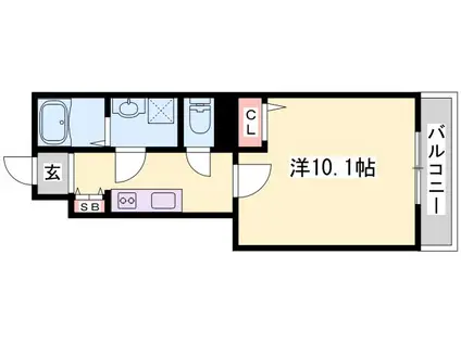 プルメリア(1K/1階)の間取り写真