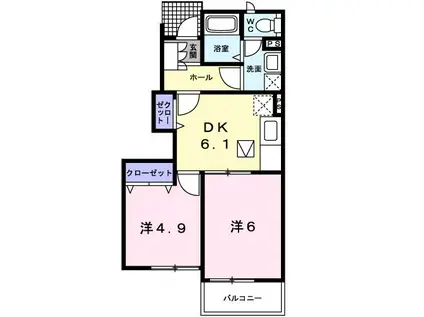 メゾン・グランツII(2DK/1階)の間取り写真