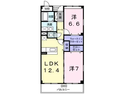 サンウィングスI(2LDK/2階)の間取り写真