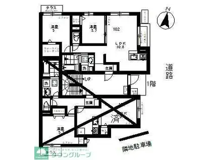 BRIDGE TOKIWADAI(2LDK/1階)の間取り写真