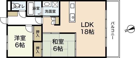 グレイスカワイI(2LDK/1階)の間取り写真