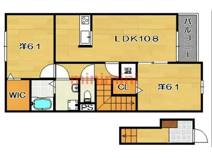 グランディール八幡(2LDK/2階)の間取り写真