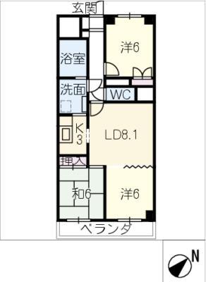 杁中スカイタウンA棟1004号(3LDK/10階)の間取り写真