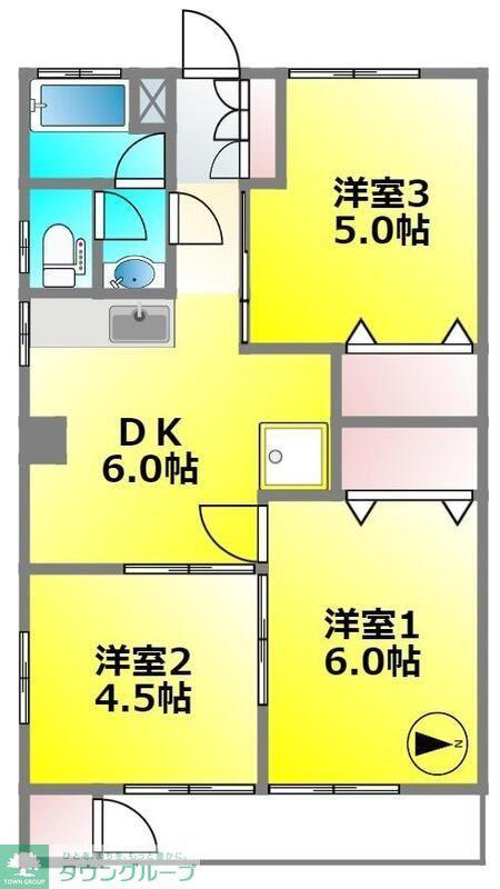 上水ハイツ(3DK/1階)の間取り写真