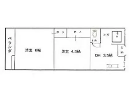 ソガハイム(2K/2階)の間取り写真