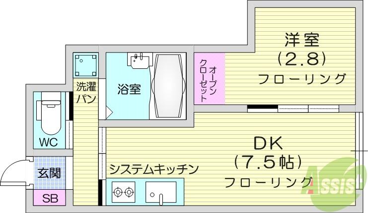 GLANZ 葉山(1DK/1階)の間取り写真