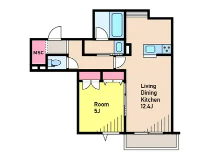 中央8丁目メゾン(1LDK/3階)の間取り写真