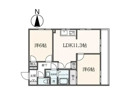 ヴィラドマーニ一橋学園(2LDK/2階)の間取り写真