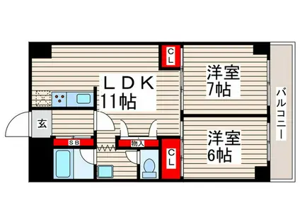 ゾンネンハイム葛西(2LDK/7階)の間取り写真