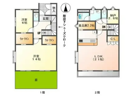 原田様メゾネット(2SLDK/2階)の間取り写真