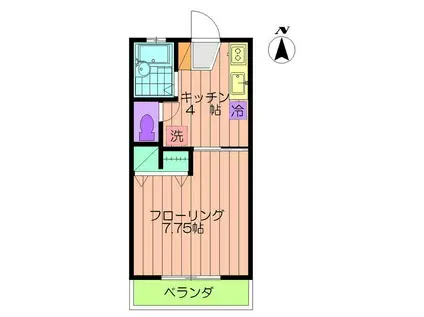 ムーンリバー(1K/2階)の間取り写真