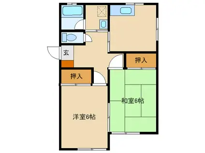 パシフィックホームA棟(2DK/1階)の間取り写真