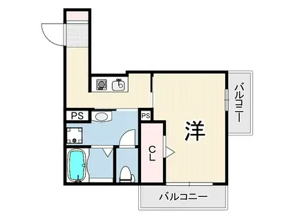 ペルスネージュ岡田(1K/3階)の間取り写真