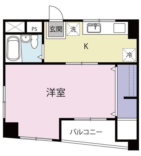 ビューパレス滝山(1K/3階)の間取り写真