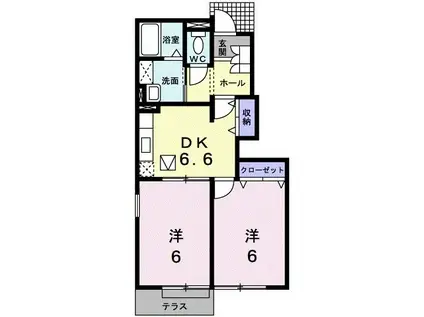 フォースロードB(2DK/1階)の間取り写真