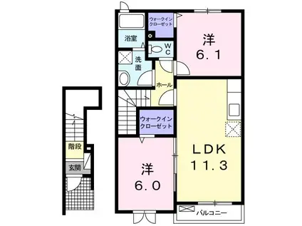 サンシャインT・I(2LDK/2階)の間取り写真