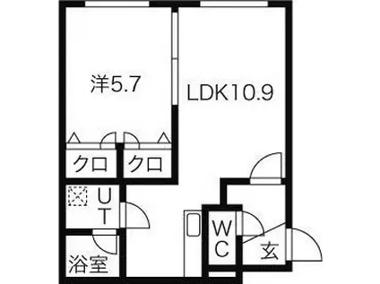 RHAM北円山(1LDK/1階)の間取り写真
