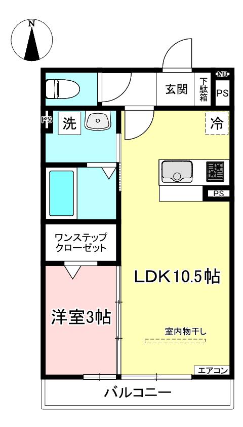 パルティール(1LDK/2階)の間取り写真