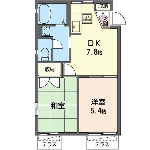 アベニューMIYAKO B(2DK/1階)の間取り写真