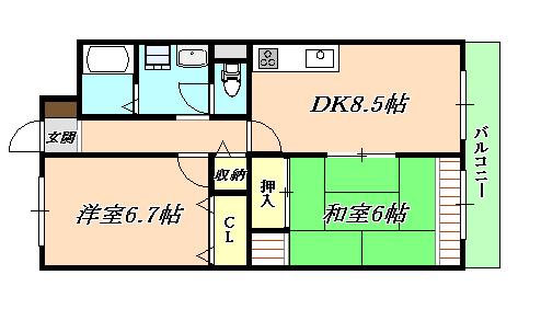 ファミールコーポ(2DK/1階)の間取り写真