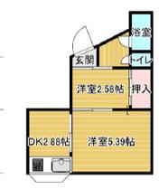 若葉荘(2DK/1階)の間取り写真