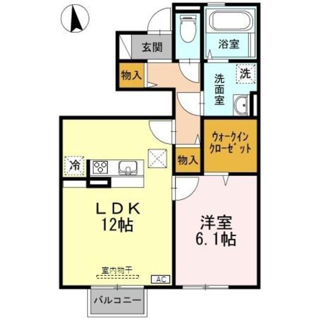 ウニールT(1LDK/1階)の間取り写真