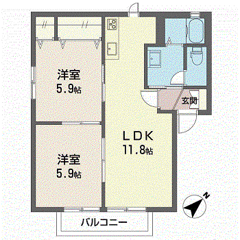 プリマヴェラ(2LDK/2階)の間取り写真