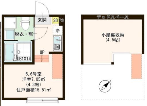ハーモニーテラス宇喜田町II(1K/1階)の間取り写真