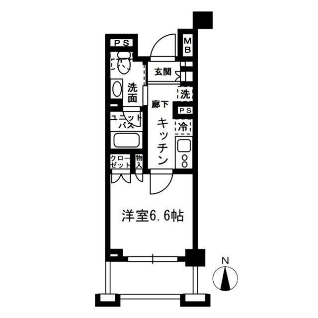 レジディア中落合(1K/6階)の間取り写真