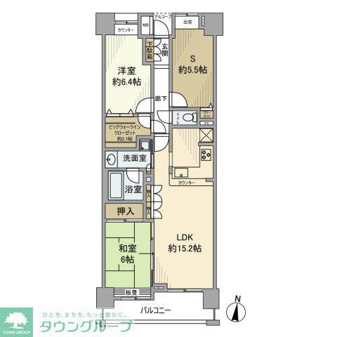 クレストフォルム東大島(2SLDK/5階)の間取り写真