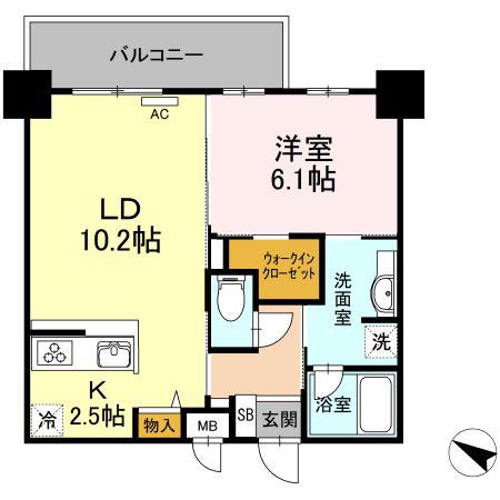 ハイムローゼVII(1LDK/4階)の間取り写真