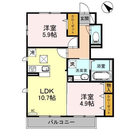 和み III(2LDK/1階)の間取り写真