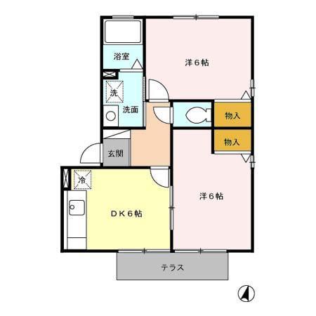プレミール乙姫(2DK/1階)の間取り写真