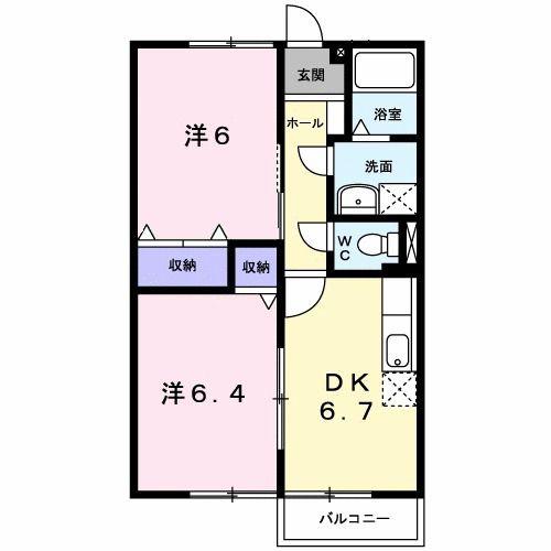 メゾン ボナール(2DK/1階)の間取り写真
