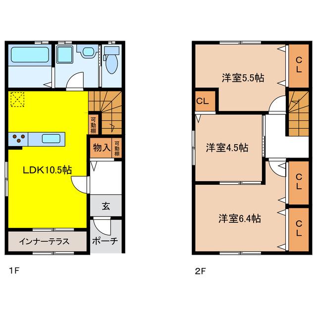 リーブルファイン黒野II(3LDK/1階)の間取り写真