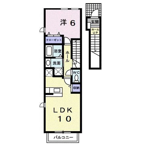 PLACIDOおのみちA(1LDK/2階)の間取り写真