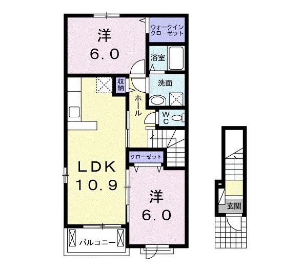 ガーデンハウス クロエ(2LDK/2階)の間取り写真