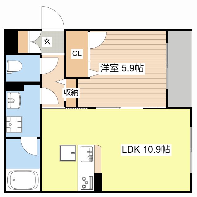 シャーメゾン比叡(1LDK/1階)の間取り写真
